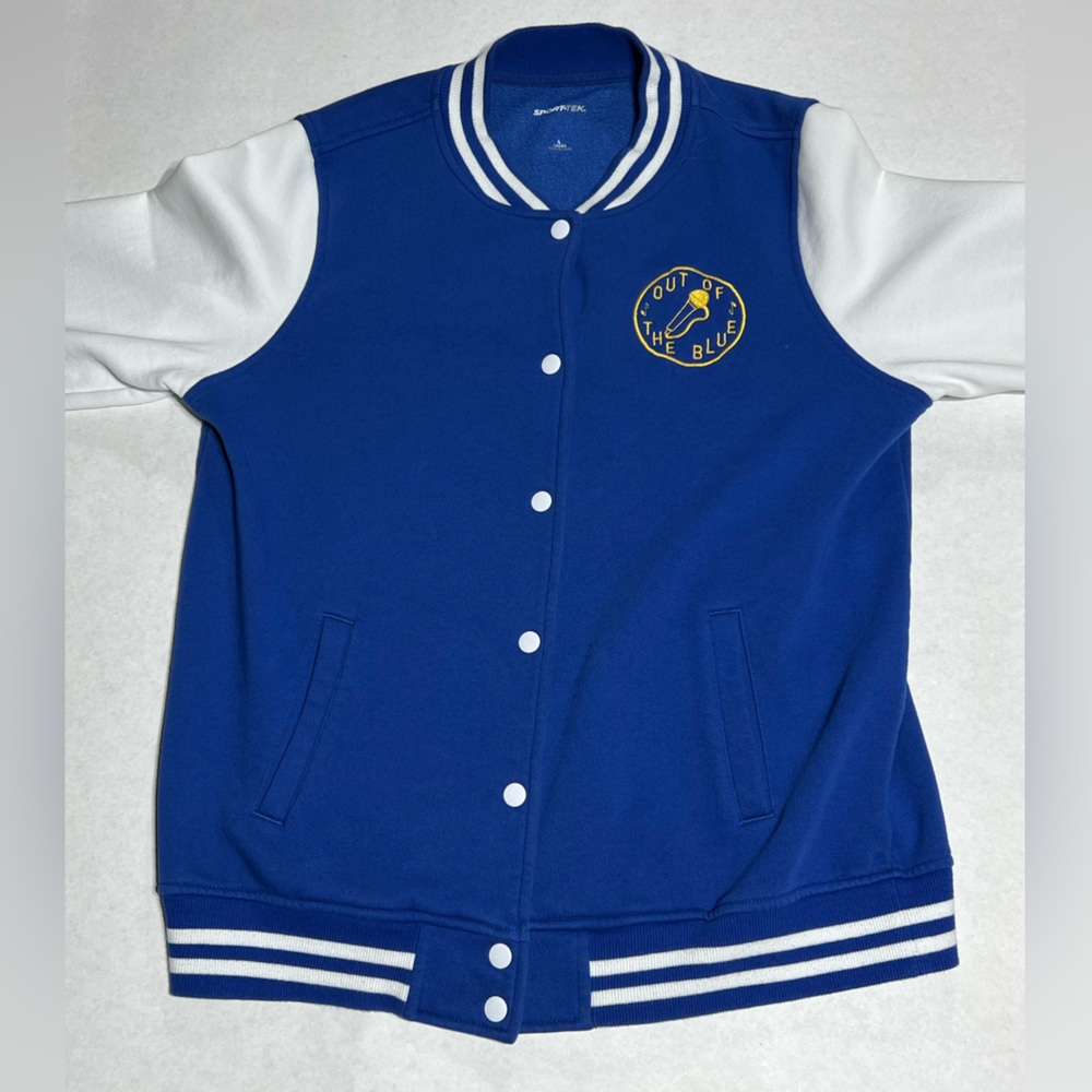 Sportek “Out of the Blue” Letterman style jacket size Large.